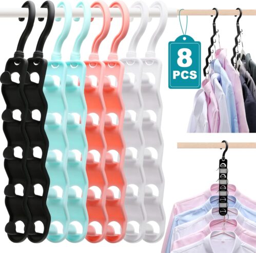 Closet Organizers and Storage,Upgraded Organization and Storage Clothes Hanger,8 Pack College Dorm Room Essentials,Sturdy Closet Organizer Home Essentials Space Saving Hangers for Thick Clothe