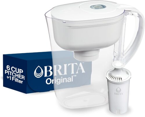 Brita Metro Water Filter Pitcher with SmartLight Change Indicator, BPA-Free, Replaces 1,800 Plastic Water Bottles a Year, Lasts Two Months, Includes 1 Filter, Small – 6-Cup Capacity, White